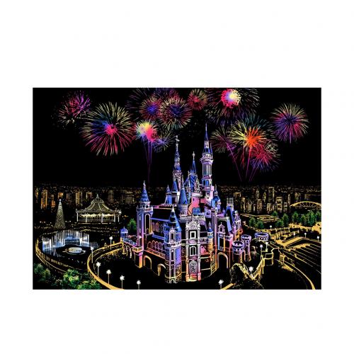 City Scratch Painting Drawing Paper DIY Art Craft Scratchboard Wall Decoration: Dream Castle