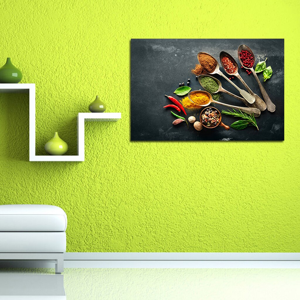 Kitchen Wall Art with Spices Colorful Kitchen Canvas Picture Painting Spices Canvas