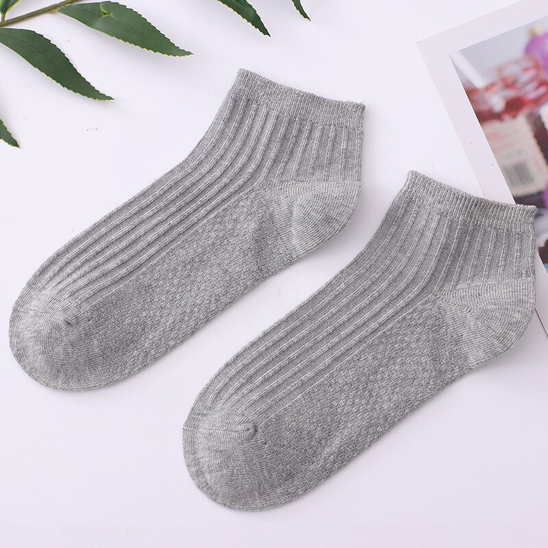 10 Pairs Men Boat Socks Cotton Breathable Short Sock Solid Color Black White Grey Sweat Sports Cycling Socks