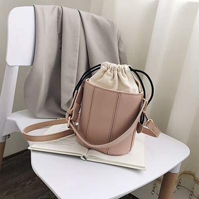 Bolsa de ombro feminina, bolsa de ombro com cordão, transversal, bolsa de mensageiro, de couro para mulheres: pink