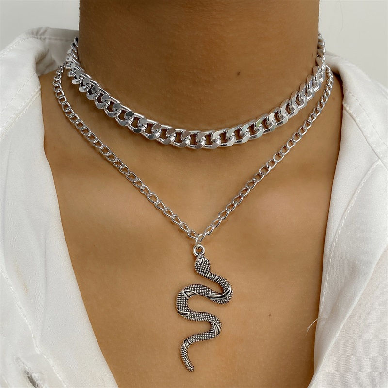 Ifmia Retro Multilayer Snake Hanger Collier Voor Vrouwen Trendy Goud Zilver Kleur Grote Dikke Ketting Kettingen Sieraden: 130IF0905-02