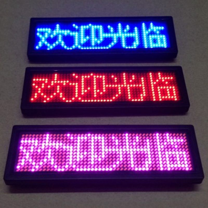 LED Mini Digital Name Message Tag Badge Sign Business Card Screen PXPE