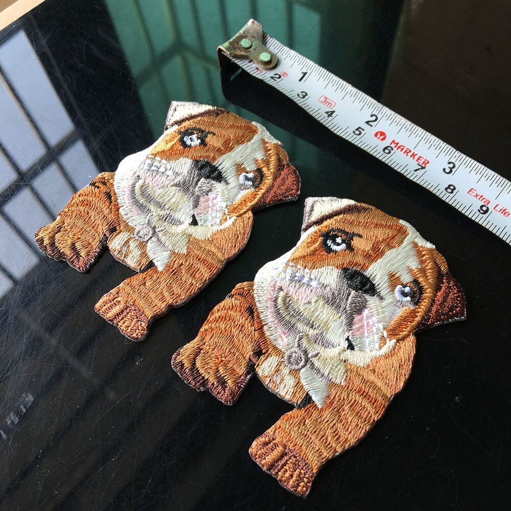 1 Pcs Cartoon Dier Bulldog Patch Borduurwerk Badge Patch Patroon Diy Kinderen Kleding Patch Broek Sticker Patch