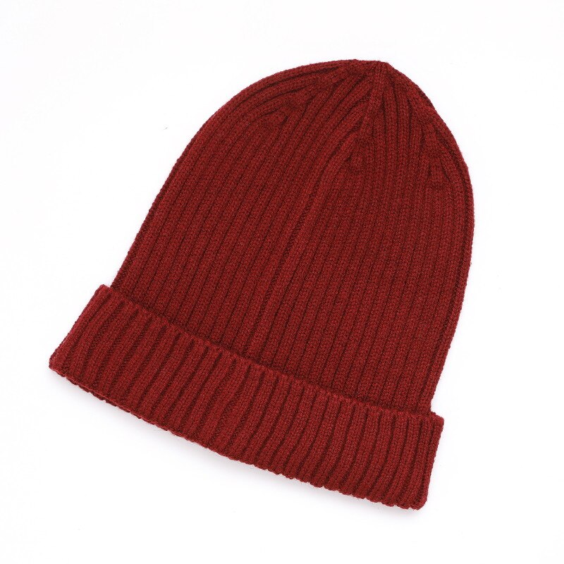 unisexe laine épais casquettes Simple solide chapeau mélanges doux Fine fil tricoté chapeau bonnets laine hiver printemps casquettes Skullies: Rust red