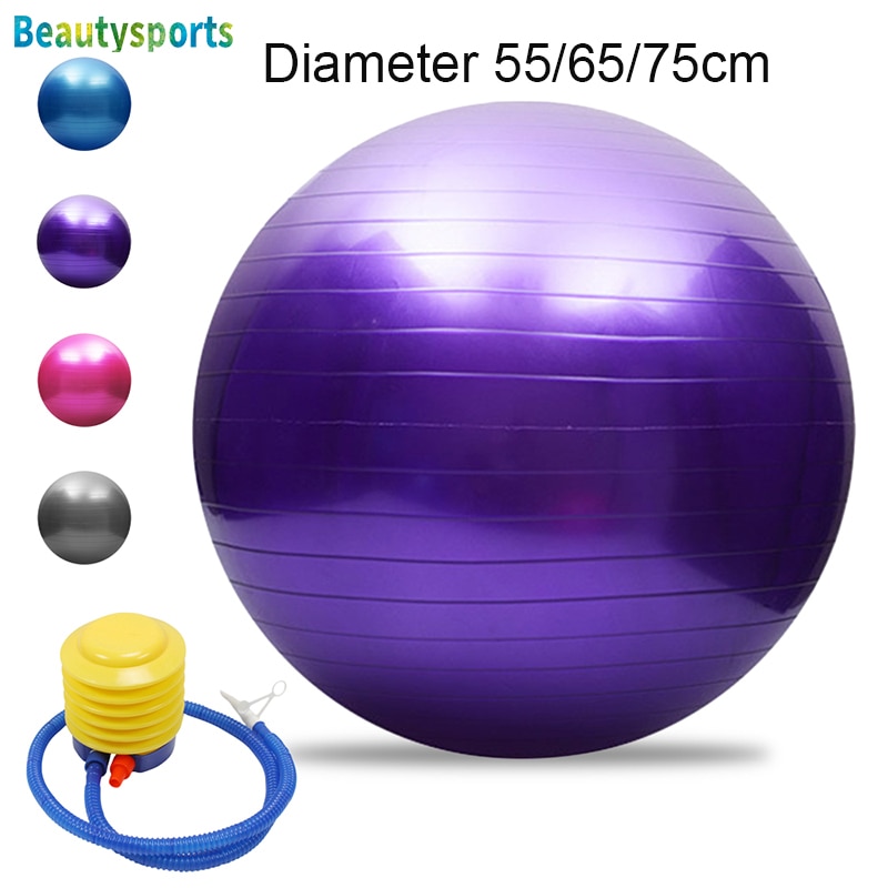 PVC Anti-burst Gym Pilates Yoga Balls Fitness Massage Balance Exercise Stability Birth Therapy Ball With Pump 55cm 65cm 75cm