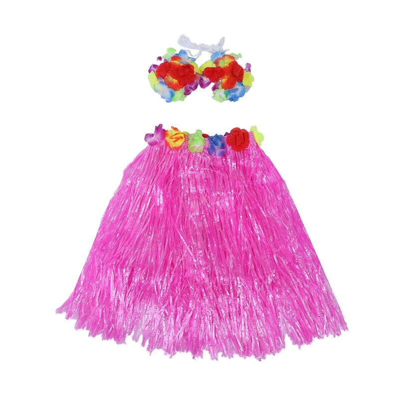 12x Pulseira Havaiano Grama Saia de Hula Flor Lei Guirlanda Fantasia Traje Vestido