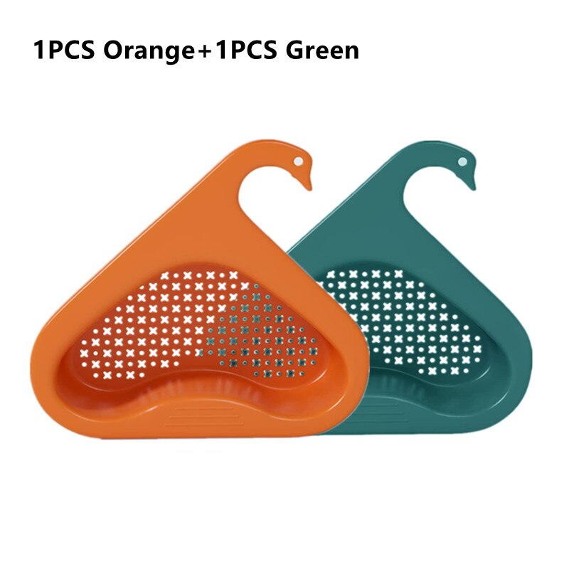 Sink Hanging Swan Drain Basket Garbage Filter Blue Fruit Vegetable Drain Rack Dry Wet Separation Kitchen Special Rack: 1PCSorang 1PCS-green