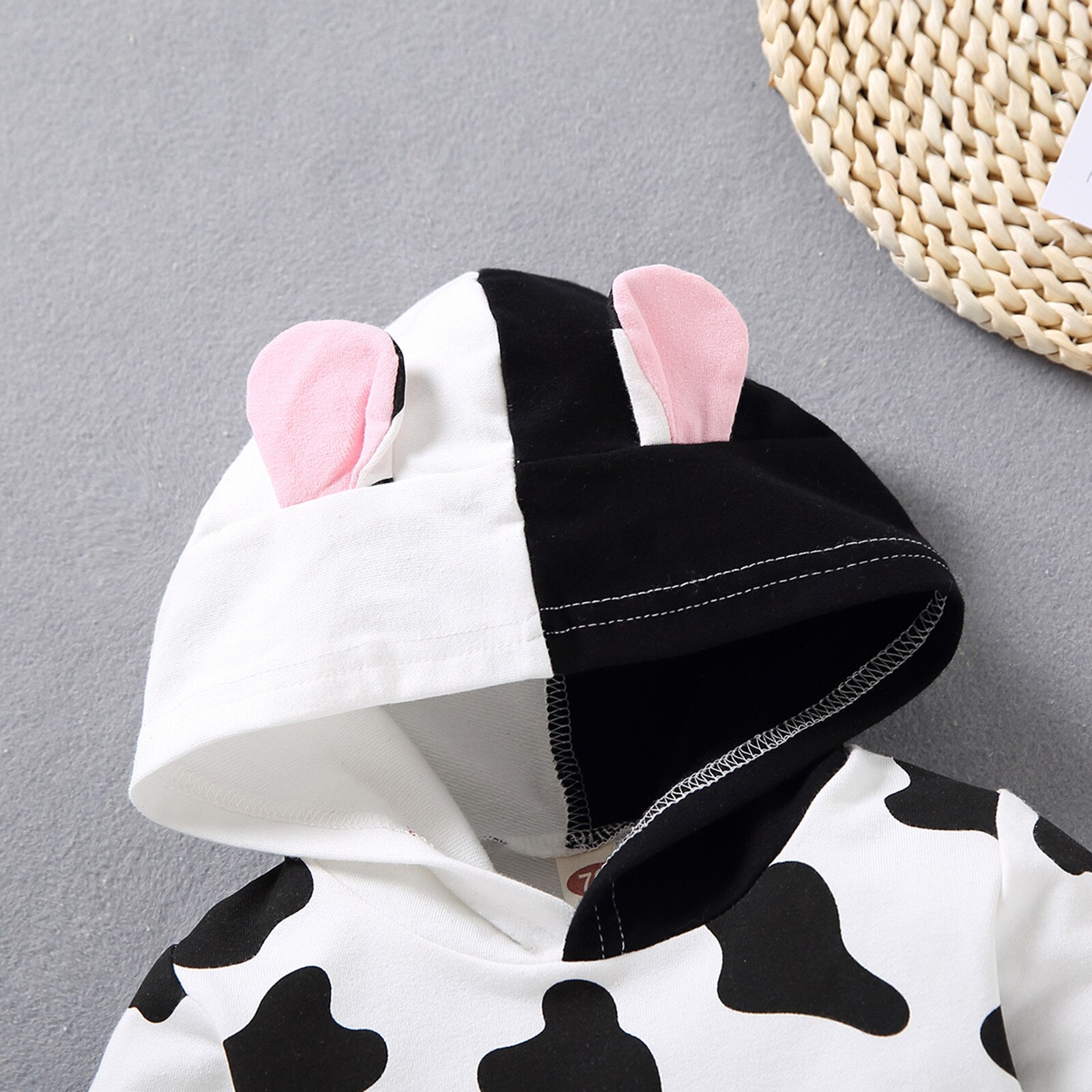 recién nacido ropa de bebé niño para niña mameluco de manga larga leche estampado de vaca Pelele con capucha ropa de bebé Bodi para recién nacidos