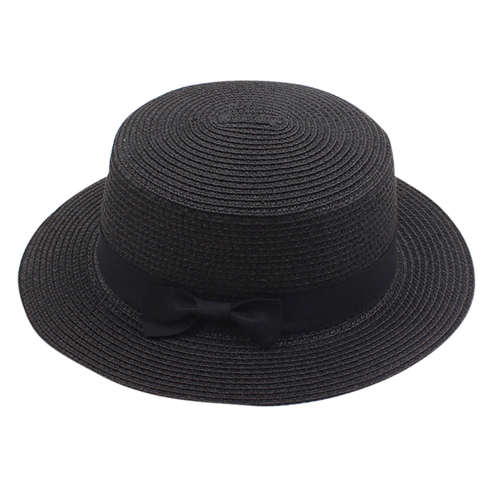 25# Women Girls Caps Boho Sun Beach Straw Hats Wide Brim Summer Caps Parent-child Girls Ladies Sun Hats Bow Hat: BK