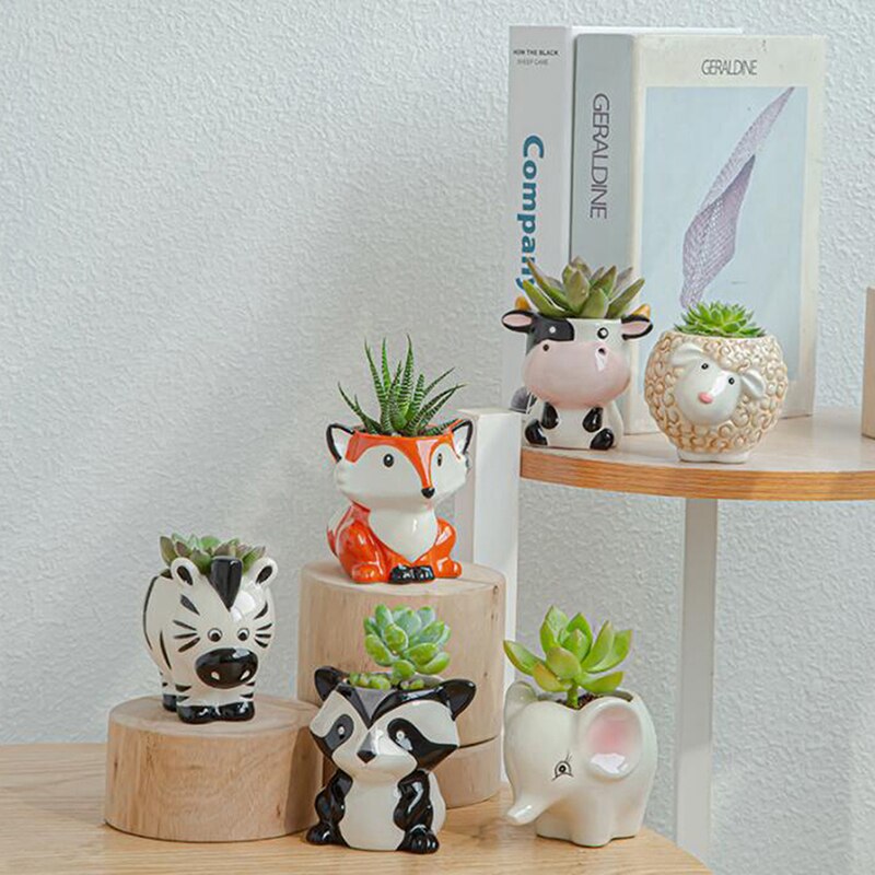 Maceta de cerámica con forma creativa de Animal para plantas, macetas para bonsái, macetas para planta para decoración del hogar