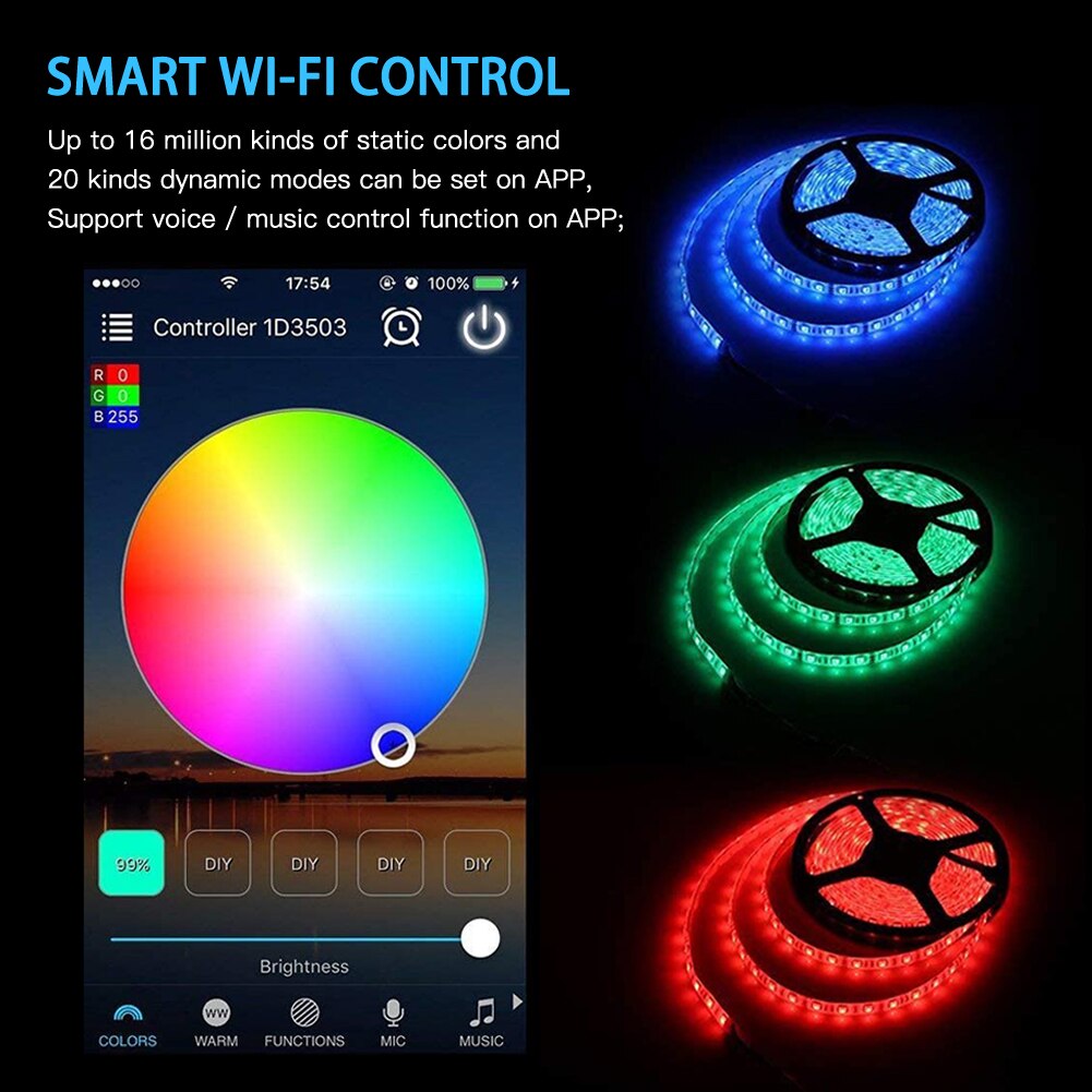 WiFi Smartphone APP Control DC5-28V (Magie home) unterstützung Android/IOS System RGB 5050 LED Streifen Licht Alexa Google Hause