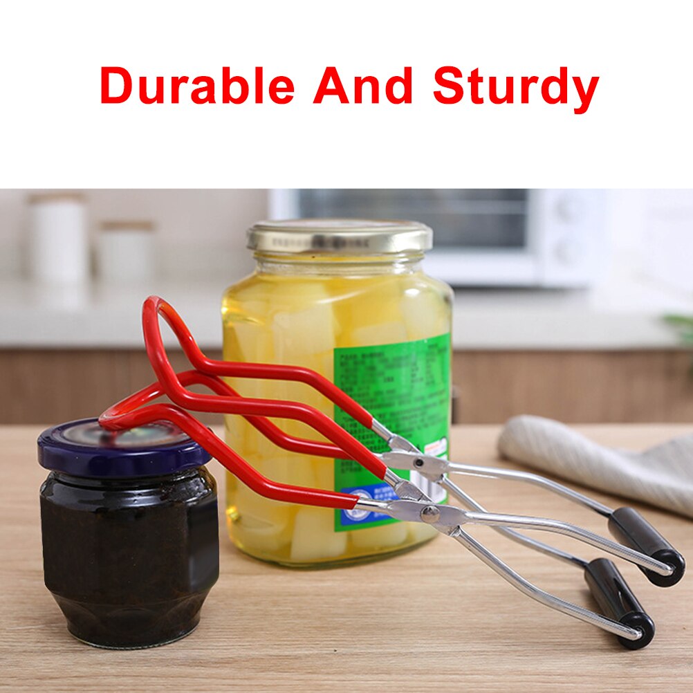 Canning Jar Lifter with Grip Handle Canning Tongs Stainless Steel Anti-Scalding Anti-Slip Wide-Mouth Clip for Kitchen Restaurant