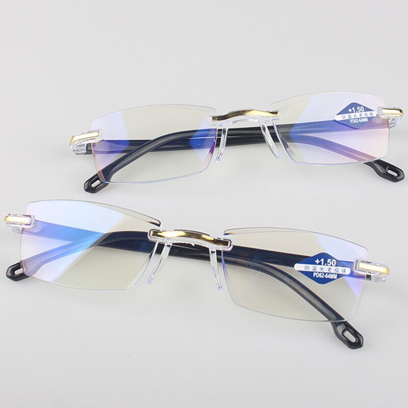 Gafas de lectura sin montura gafas de protección contra luz azul los hombres y las mujeres cuadrado sin marco lentes Retro claros miopía gafas de lectura para las mujeres