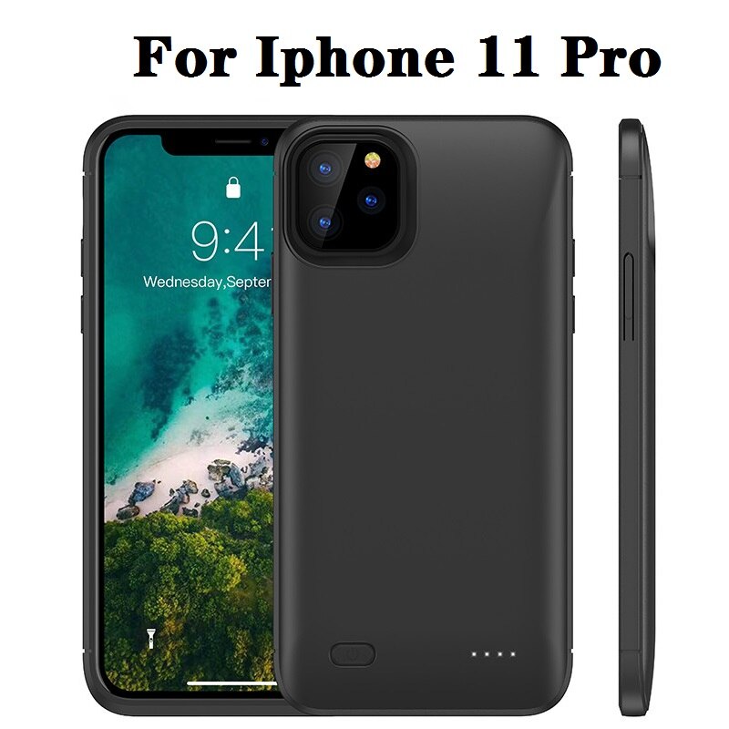 10000mah Power bank case For iPhone 11 Pro Max case Battery Charger Case For iPhone 6 6s 7 8 Plus Power Bank Charging Case: Black For 11 Pro