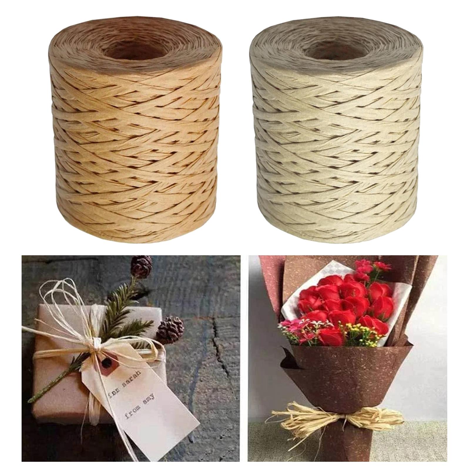 Cinta de papel de rafia de 200m, cuerda de hilo para Navidad, de San Valentín, decoración para envolver , manualidades DIY, tejido de cajas