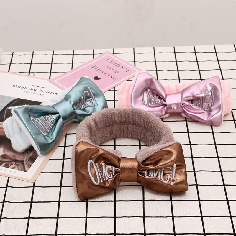 Letter OMG Coral Fleece Soft Bow Headbands for women Girls Cute Hair Holder Hairbands Hair Bands Headwear Hair Accessories