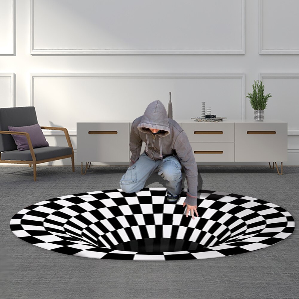 3D Vortex Visual Illusion Rug Swirl Print Optical Illusion Areas Rug Carpet Floor Pad Non-slip Doormat Blanket For Home Decor