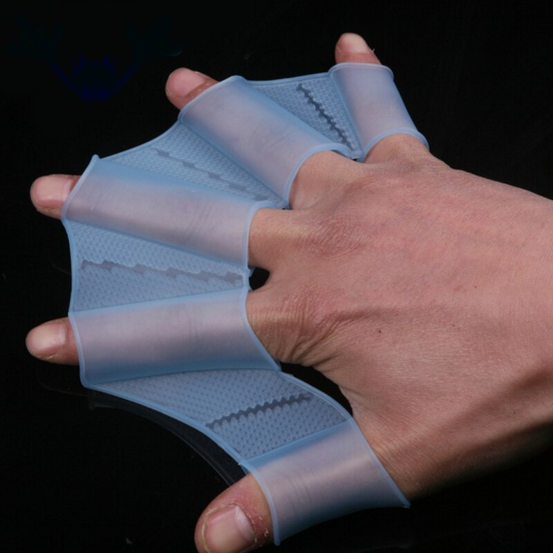 Aleta para Dedo de mano para natación, accesorio de aprendizaje para piscina, paletas de natación, ropa para dedos, aletas de mano, entrenamiento, guantes de buceo: Blue / S