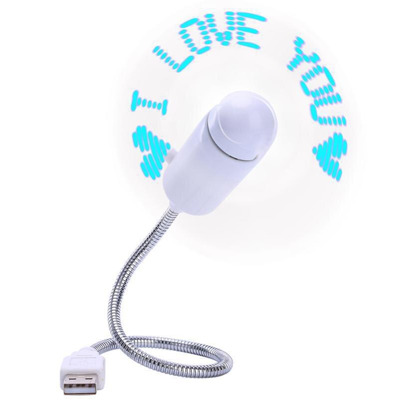 LED flashing word fan programmable mini USB projection fan