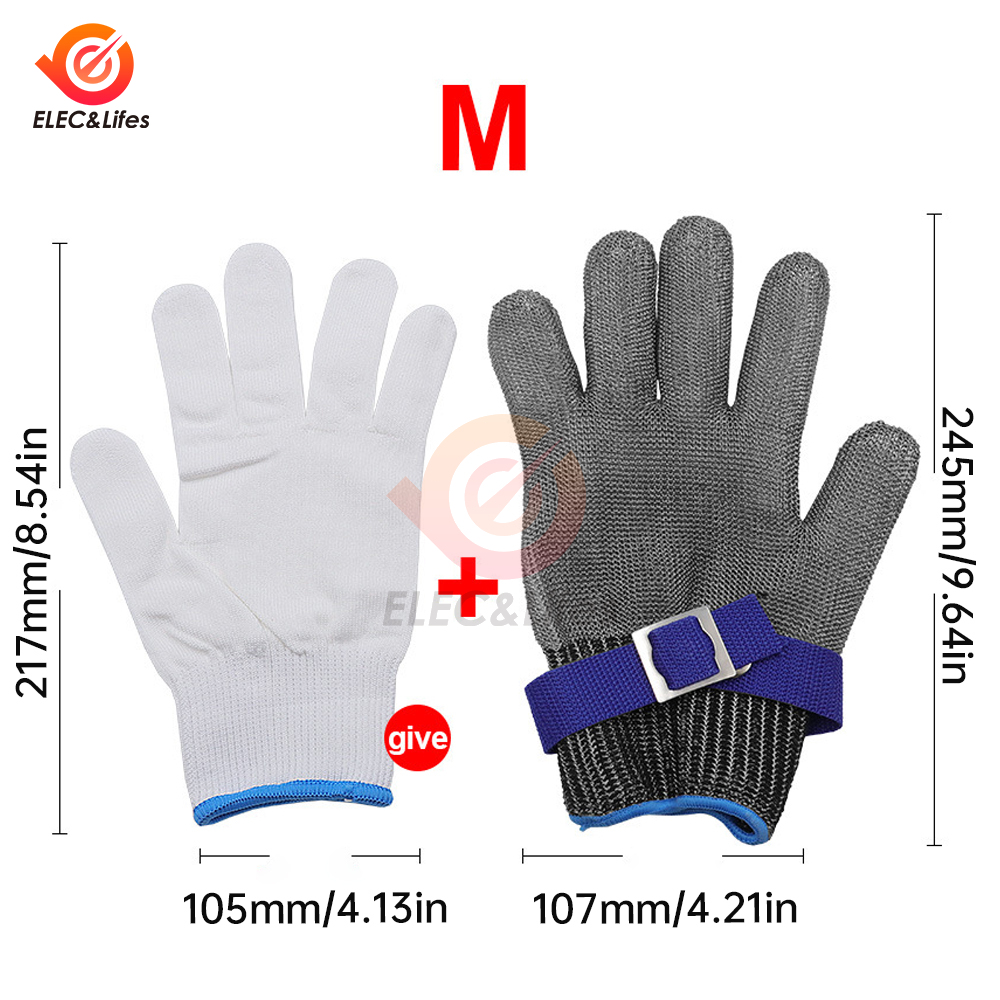 Schnittschutzhandschuhe aus Edelstahldraht, schnittfeste, gewebte Sicherheitsarbeitshandschuhe, sterben Fischtötende Küchenhandschuhe aus Metall und Eisen schneiden: Blau