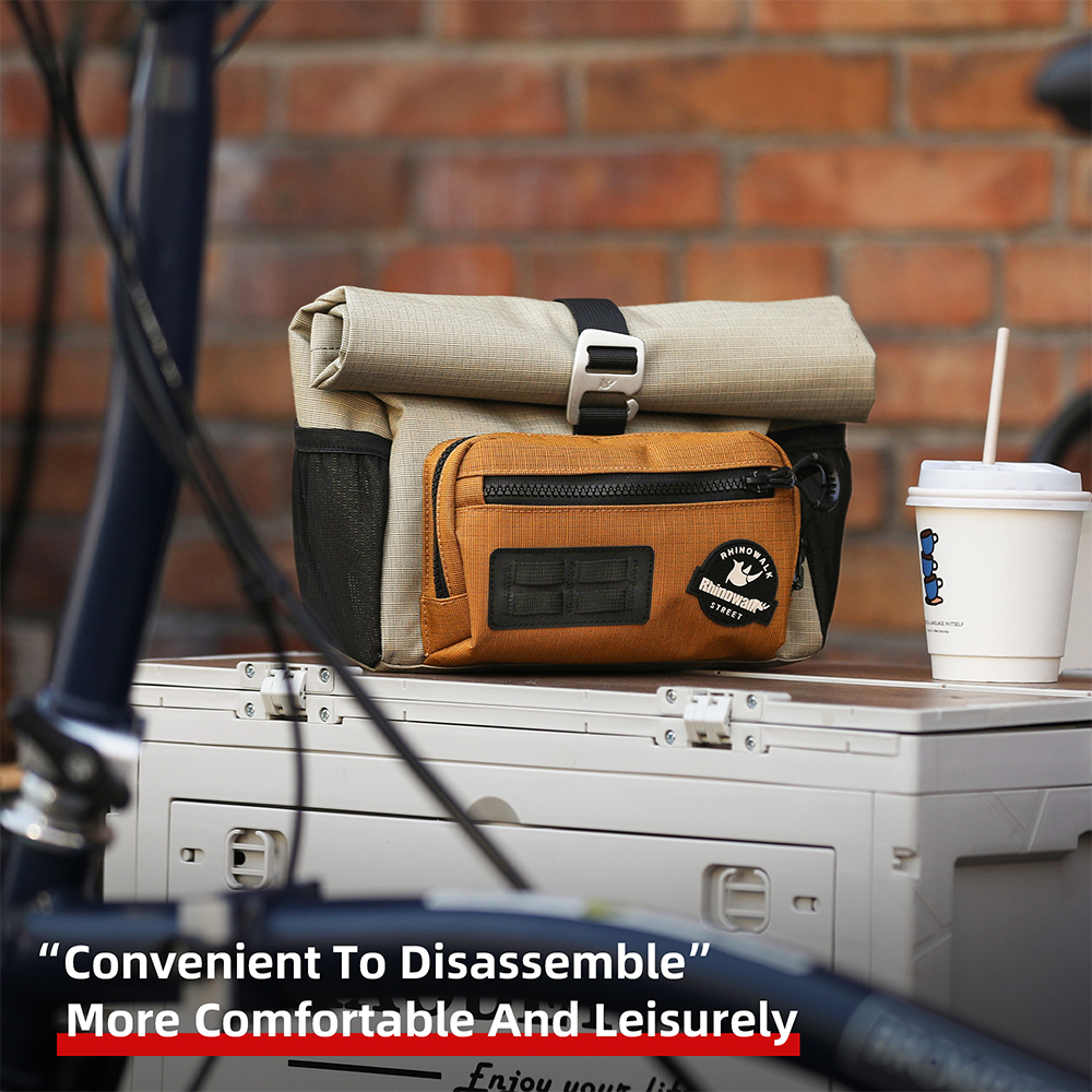 Rhinowalk-Bolsa plegable para manillar de bicicleta, cesta delantera de liberación rápida de 4L para ciclismo urbano, paquete de almacenamiento Bromton Dahon, bolsa de hombro