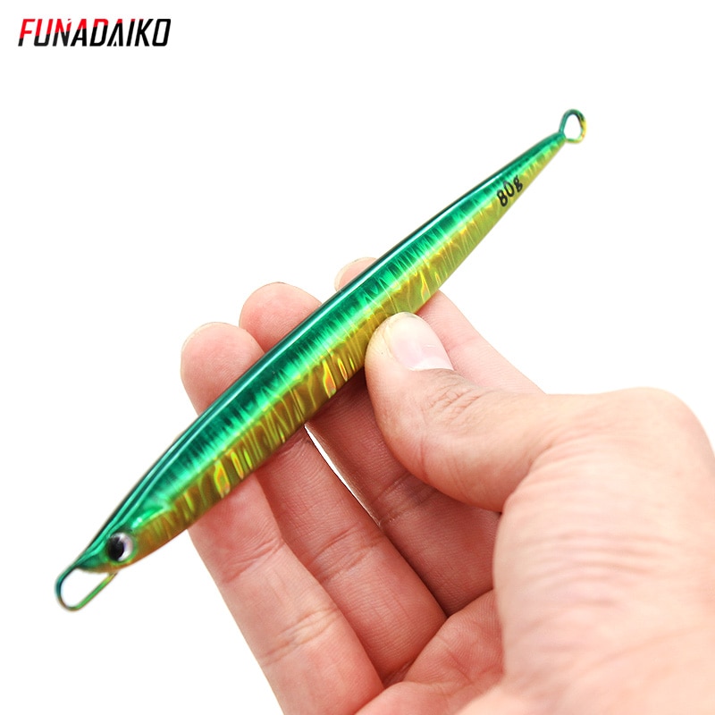 Funadaiko jigging lokke 80g 100g 135g jig agn metal jig lokke fiskeri lokke jig langsom jig fiske jig med 5x hjælpe kroge pesca