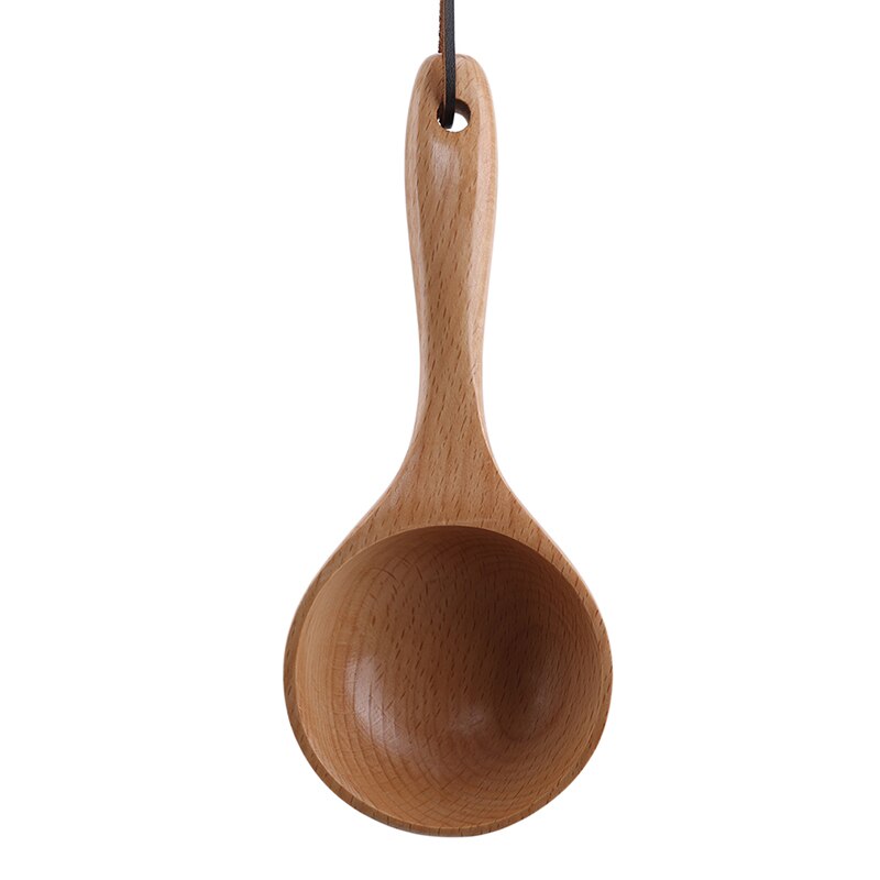 Short Handle Solid Wood Scoop Japanese-style Rice Kitchen Water Spoon Bath Sauna Wooden Bucket Spoon