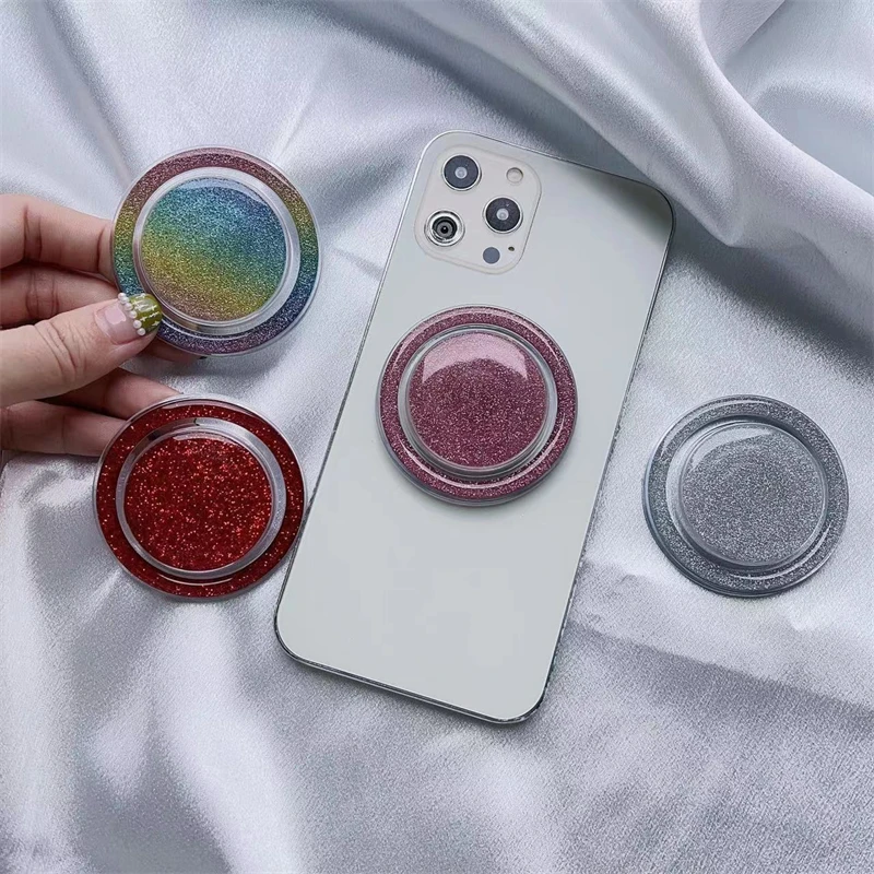 Glitter Magnetic Folding Mobile Phone Grip Holder Socket Pocket Support for Magsafe IPhone Macsafe Ring Finger Expanding Stand