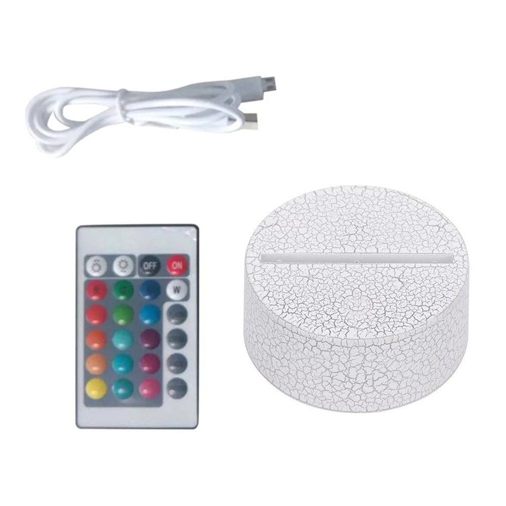 Modern Black USB Cable Remote Control Night Light Touch Switch Acrylic 3D Led Night Lamp Assembled Base for Home Bedroom Decor: type2