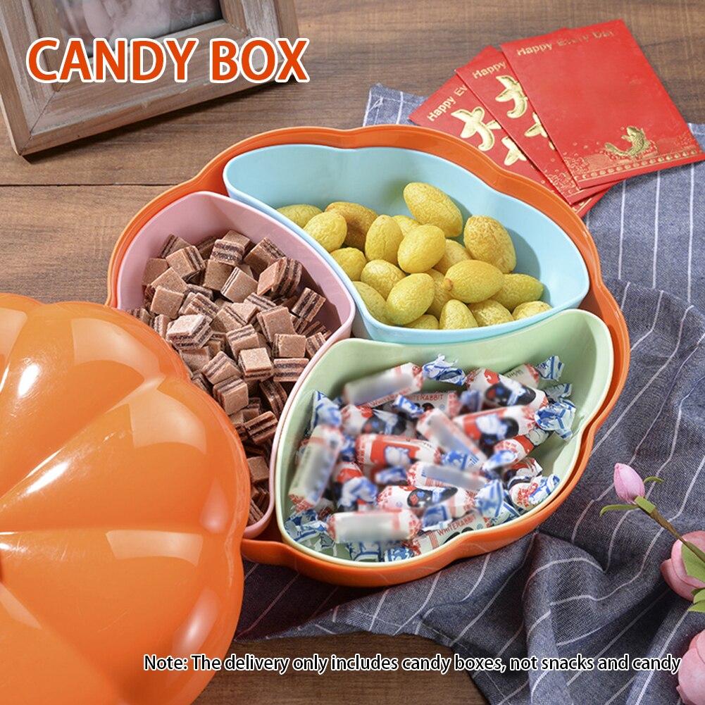 Pumpkin Shape Candy Box Snacks Partition Manager With Lid Wedding Living Room Large Capacity Party Cute Storage Tray Sealed