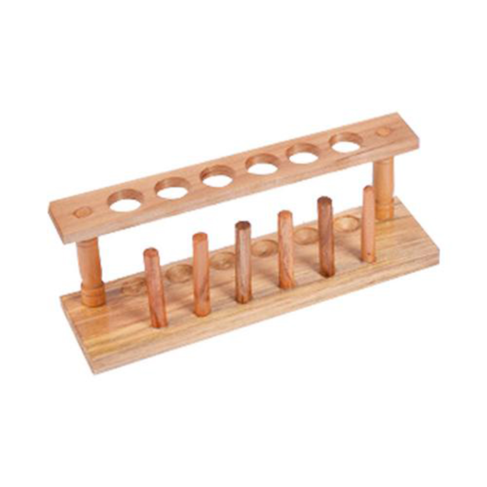 6 Holes Wooden Lab Test Tube Storage Holder Bracket Rack 6 Holes With Stand Sticks For School Test Tube Holder