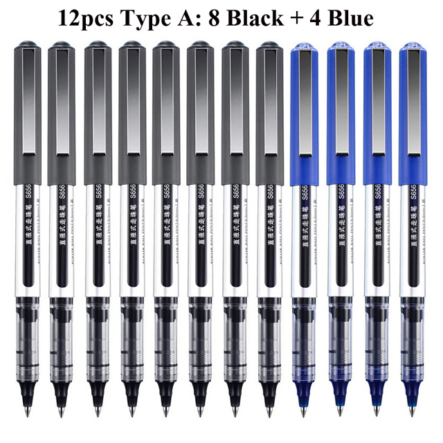 Deli RollerBall Pens,12 Pack Blue Black Fine Point Roller Ball Pen, 0.5mm Liquid Gel Ink Pen for Writing Journaling Taking Notes: Coffee