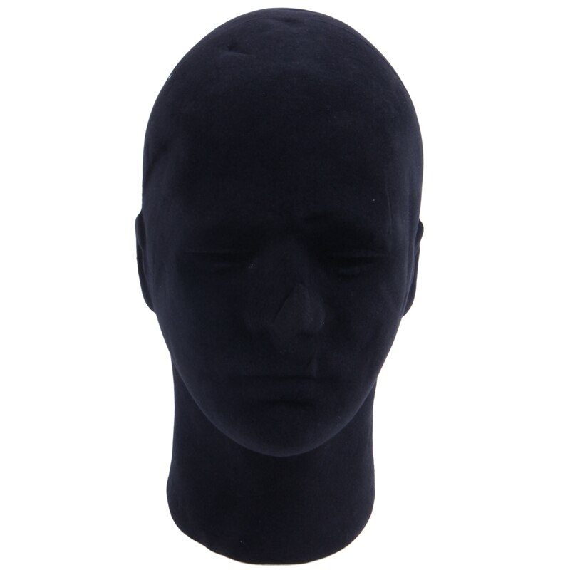 Polystyrene Black Foam Men Model Mannequin Head Dummy Stand Shop Display Hat, 2 x BLACK