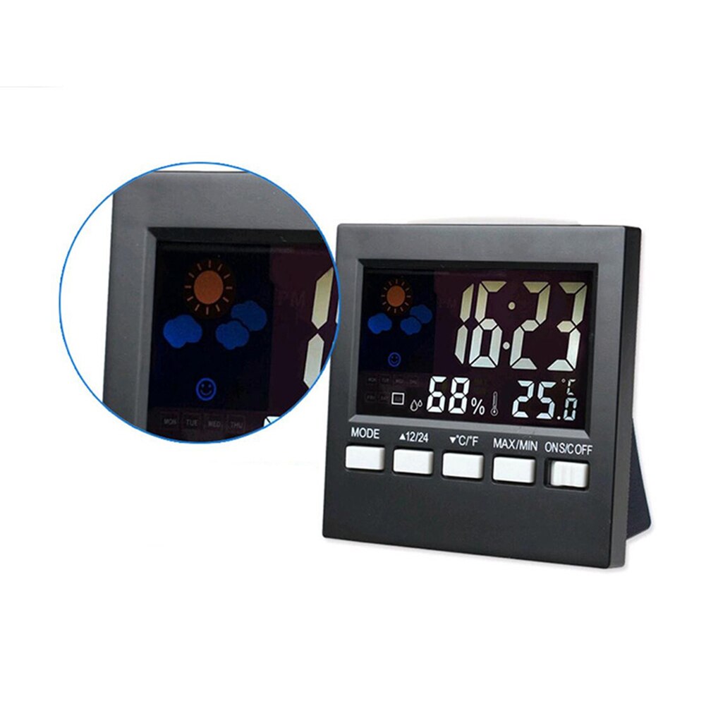 Wekker Temperatuur Vochtigheid Monitor Thermometer Kleur Lcd-scherm Thuis Decor Wekker Weerstation Alarm