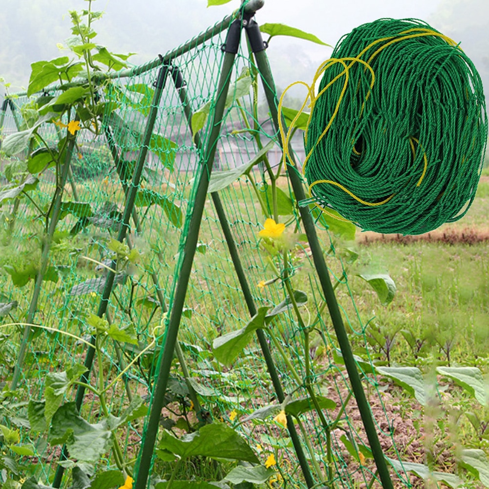 Kraftig nylonnetstøtte til agurk morgen petunia blomster veggie espalier net plante klatrevin