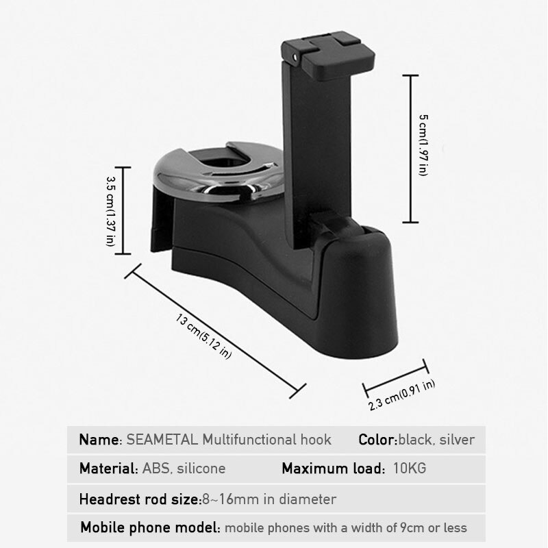 Gancho multifunción para reposacabezas de coche, gancho ajustable para asiento trasero de coche, bolso de mano, accesorios de soporte de tela, colgador trasero de asiento