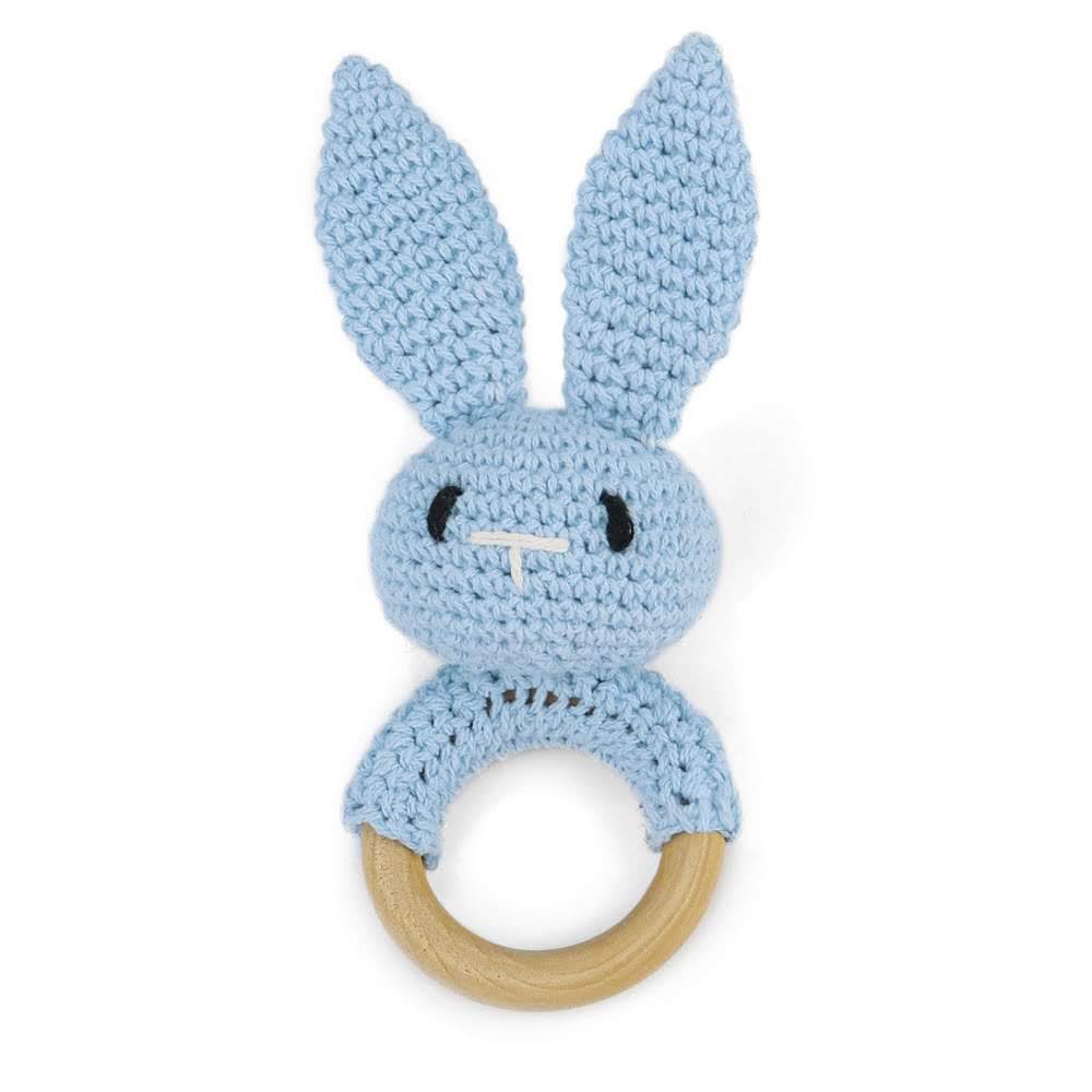 Baby Rammelaar Haak Amigurumi Bunny Rammelaar Bel Pasgeboren Breien Gym Speelgoed Educatief Bijtring Mobiele Baby Rammelaar Speelgoed 0-12 maanden: Blue rabbit