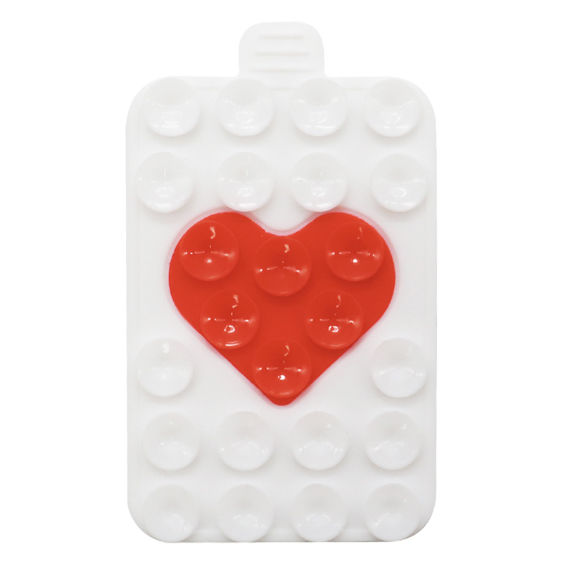 Support d'aspiration de téléphone Double face en forme de coeur, ventouse en Silicone polyvalente, étui de téléphone, poignée de téléphone collante: Orange