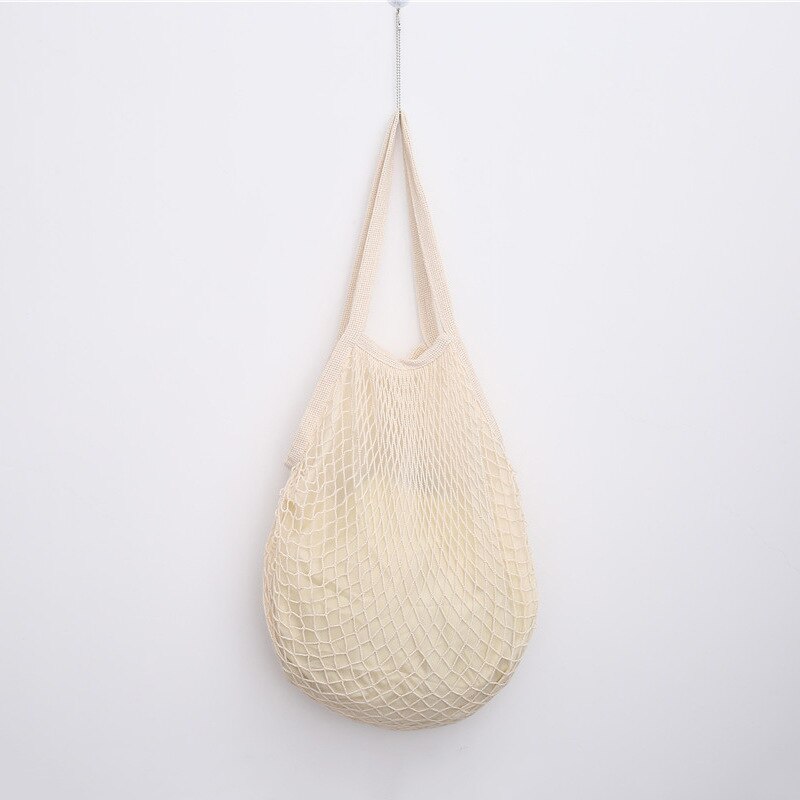 Grande taille main courte pratique Shopping maille sac coton fruits chaîne sac supermarché sac rôti: Milky White