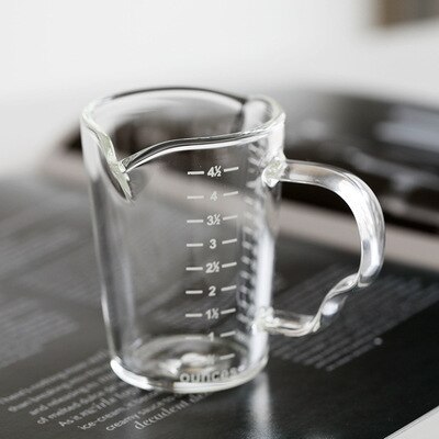 Heat-resistant Glass Measuring Cup Small Milk Cup Kitchen Jigger for Espresso Coffee Double-mouthed Ounce Cup: Large scale