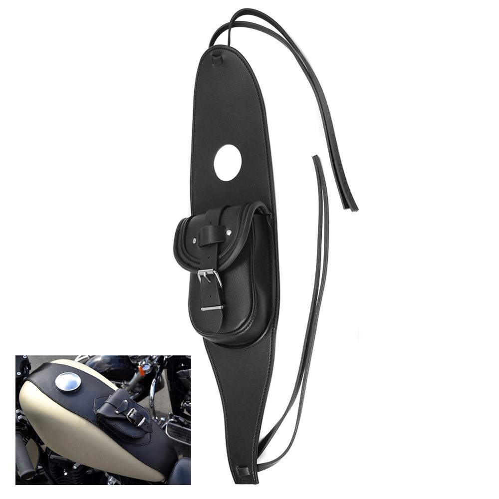 Retro Motorcycle Gas Tank Backpack Black Waterproof Dash Console Center Pouch Bag Leather Fit for Harley Sportster XL48 883 1200