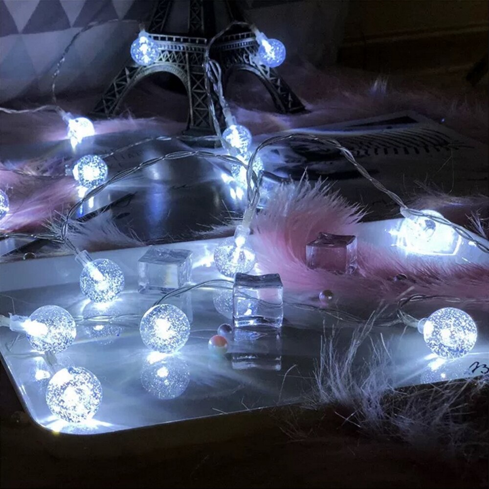 1.5M 3M 6M LED Crystal Ball Garland String Lights Flash Indoor Lamp 10/20/40 LED Fairy Lights Battery/USB Operated