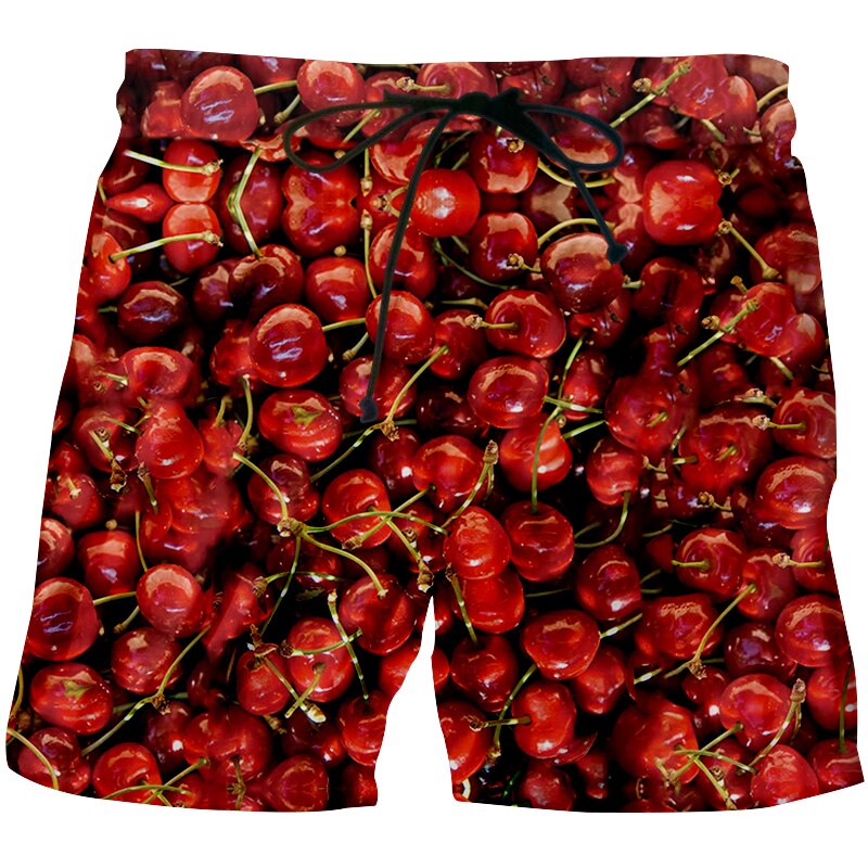Cjlm personality 3d fuld printet mand røde kirsebær shorts sjovt unisex tøj herre lækre frugt shorts