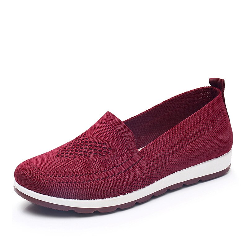 Vrouwen Schoenen Casual Sneakers Dames Gebreide Mesh Ademend Slip Gevulkaniseerd Schoenen Sok Herfst Platform Mode Vrouwelijke Wandelschoenen: Rood / 36