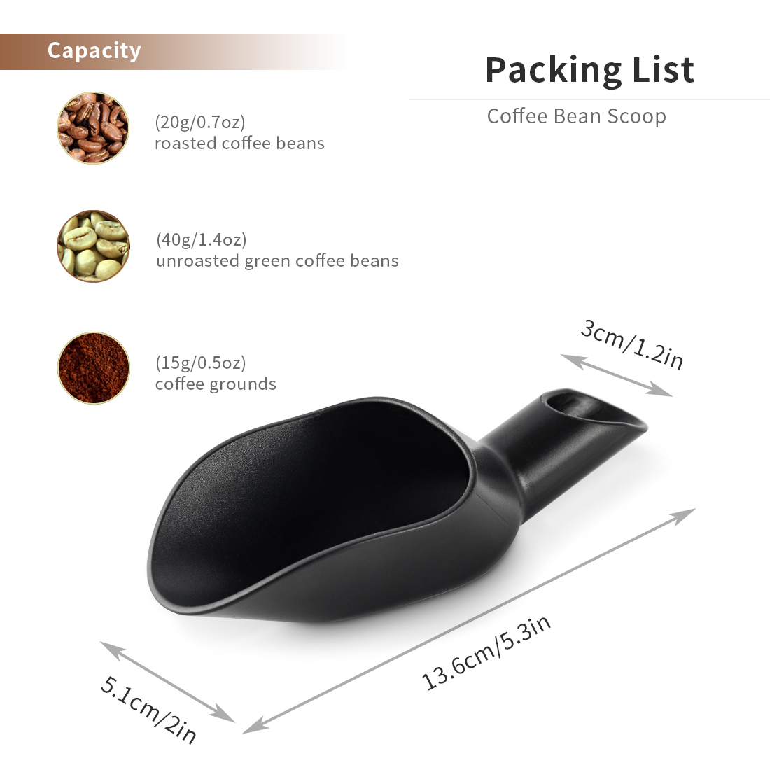 Cafemasy Koffieschep 20G Maatscheptrechter Koffiebonen Meetgereedschap Multifunctionele Koffie Lepel Koffie Accessoires