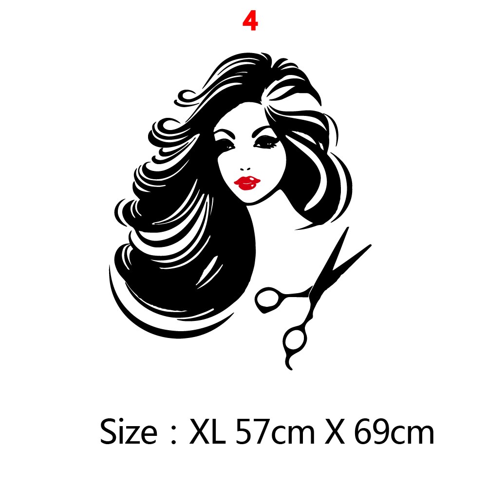 Skønhedssalon vægklistermærke smuk dame frisør til dame & #39 ;s røde læber vinyl makeup klistermærke hår frisør frisør mærkat: 4