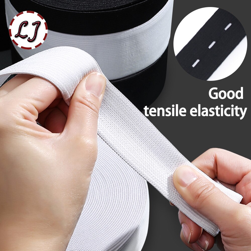 8 hilo negro blanco banda elástica plana cinta de goma para coser ropa pantalones accesorios cinturón elástico cinta ropa DIY