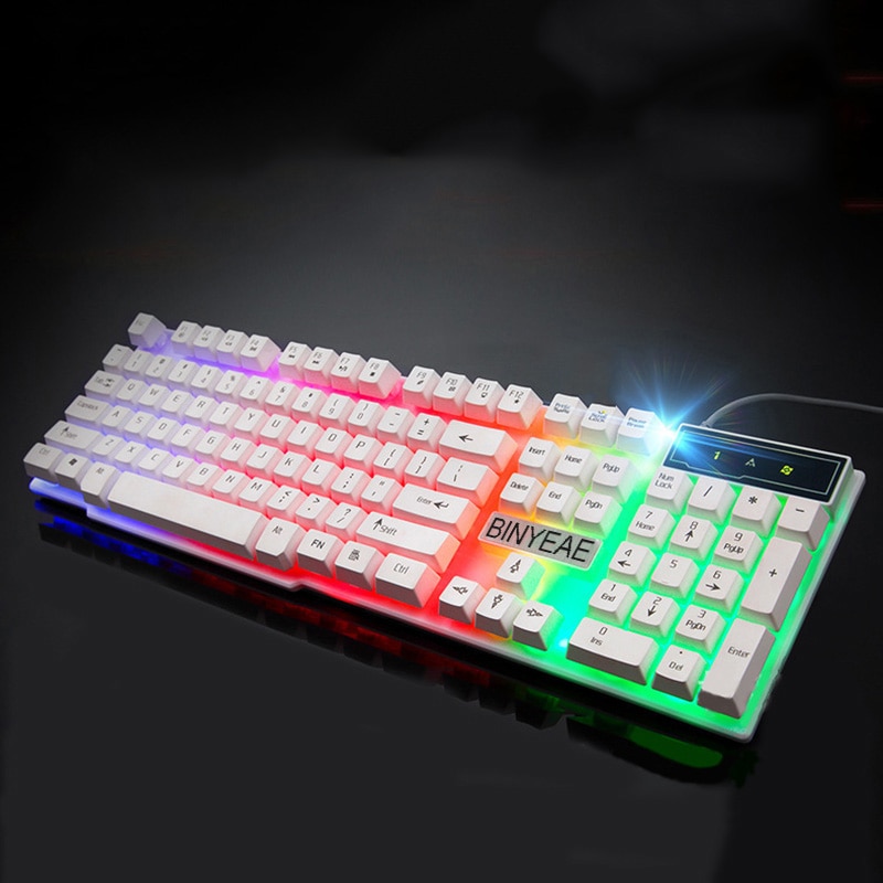 English Backlight Gaming Keyboard Wired Teclado Gamer Floating LED Backlit USB Similar Mechanical Feel