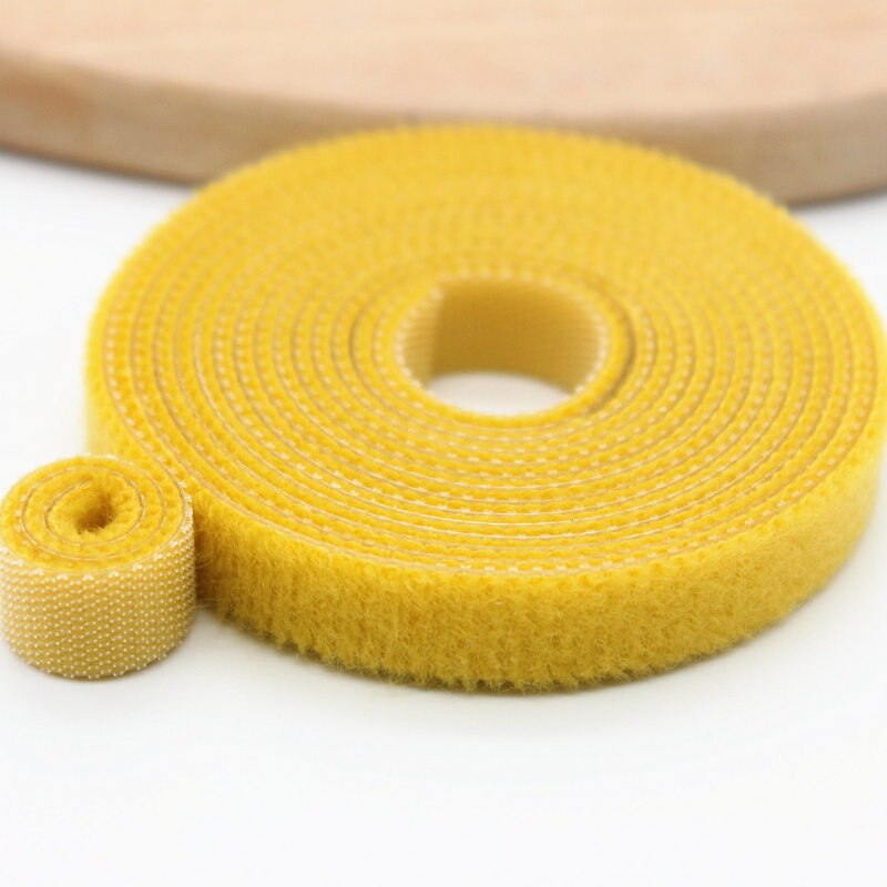 2yards/roll 10mm Cable tie Self Adhesive Fastener Tapes Cable Tie Adhesive Nylon Fastener Cable Tape Diy Office accessories: 10mm Yellow 2yards