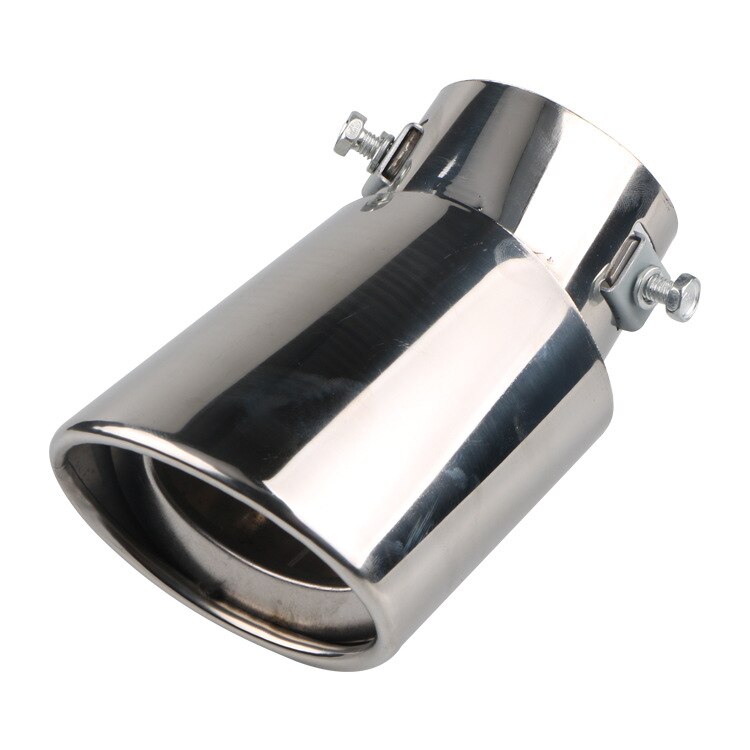 Car General Bright Silver Stainless Steel General Motors Tail Throat Exhaust Pipe Modified Silencer Curved car accessories: Default Title